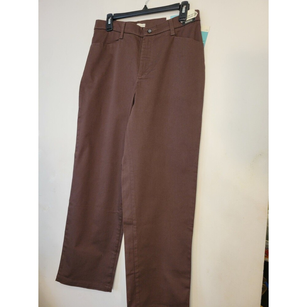 Lee Pants Mid Rise Classic Fit Straight Leg Women Sz 12 Short Brown Cotton Blend